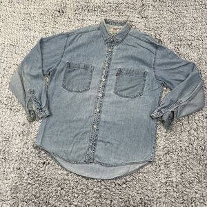 LEVI'S Red Tab Vintage [1996] Men's Blue Denim Jeans Oversized Button Shirt - L